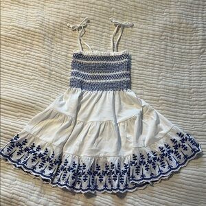 White Dress with Blue Embroidery